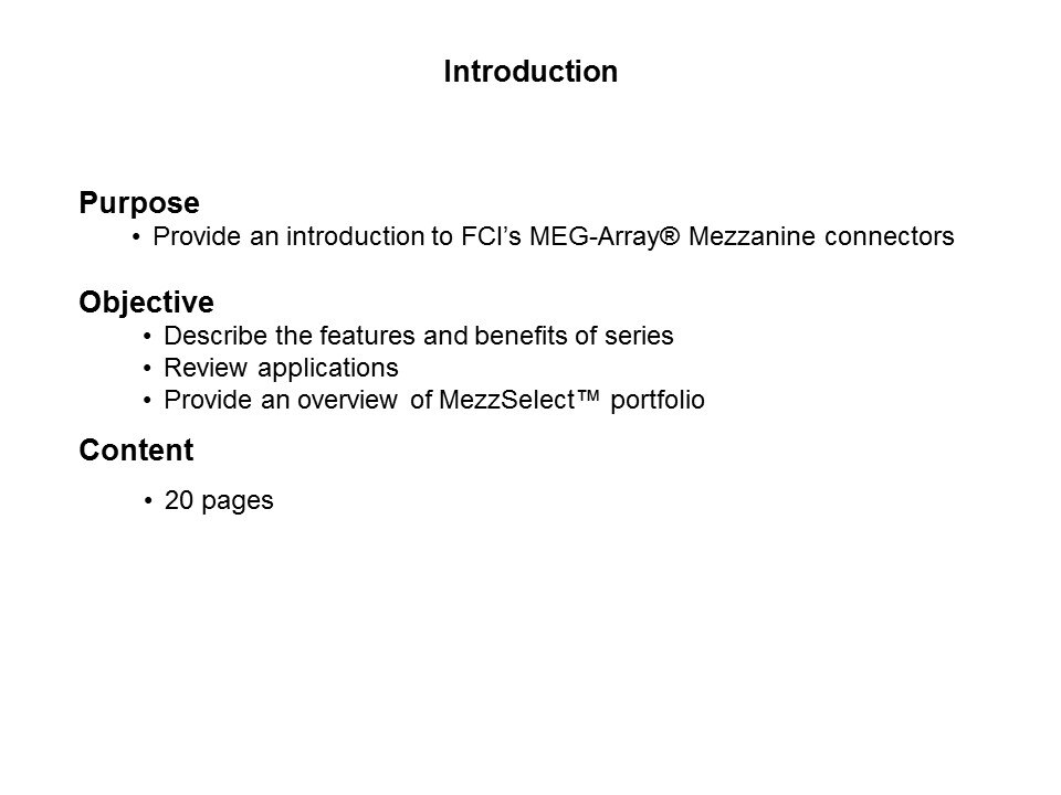 MEG-Array Mezzanine Connectors Slide 1