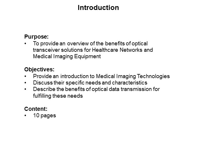 Image of Formerica Opto Benefits of Optical Transceiver Solutions for Healthcare Networks and Medical Imaging Equipment - Slide1