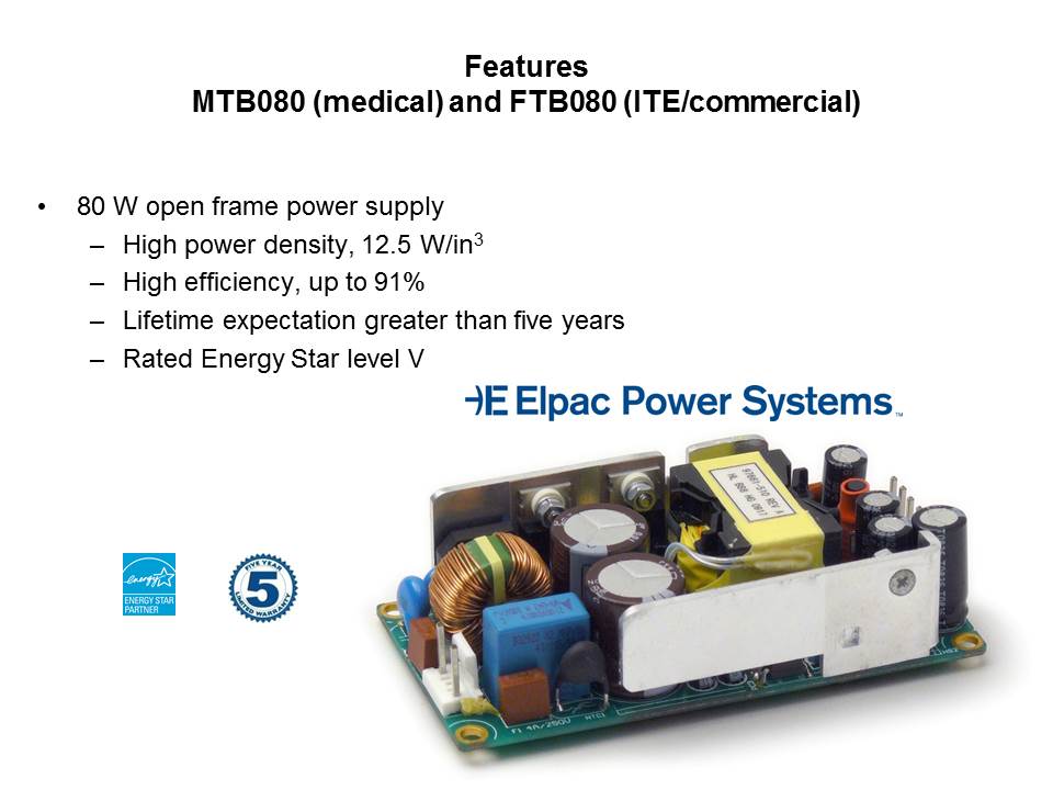 FTB080 and MTB080 80 Watt Power Supply Slide 2