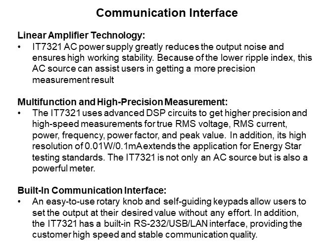 Image of ITECH Electronics IT7321 Programmable AC Power Supply Introduction - Interface