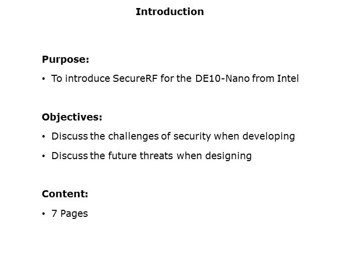 SecureRF for the DE10-Nano Slide 1