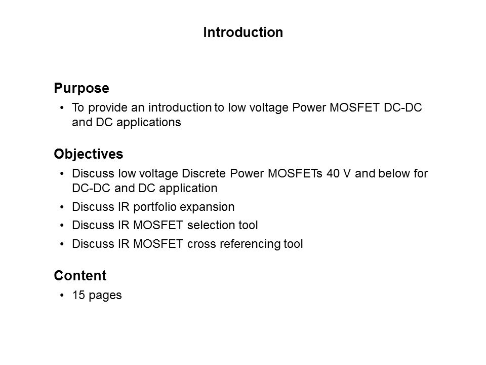 Discrete Power MOSFETs 40V and Below Slide 1