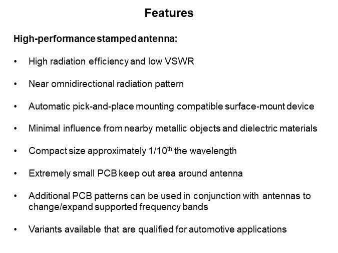 Image of JAE AN01 Series Stamped High Performance Antennas - Features