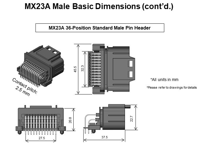 MX23A Male Basic Dimensions (cont'd.)