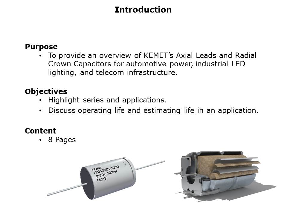 Aluminum Electrolytic Axial Leads and Radial Crown Capacitors Slide 1