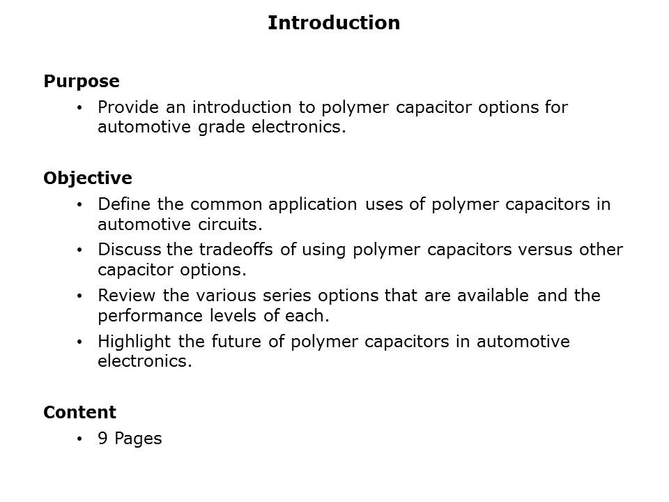 Polymer Capacitors for Auto Applications Slide 1