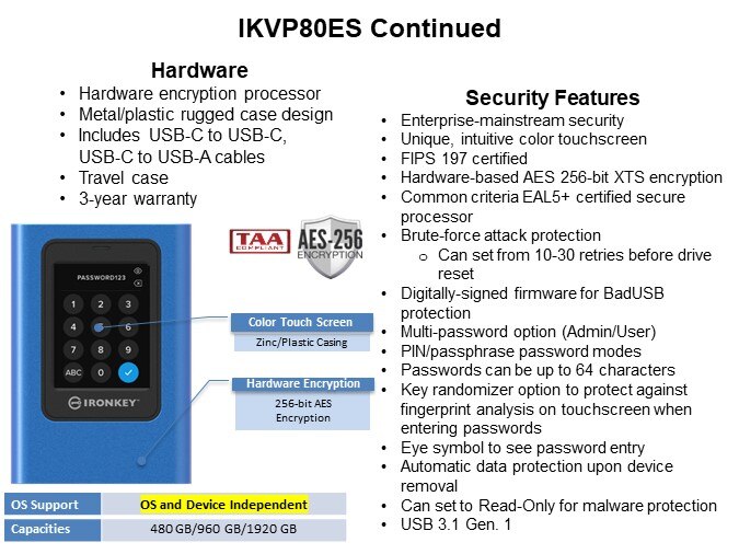 Image of Kingston Technology IronKey Encrypted USB and External SSD Solutions - Vault Privacy 80ES