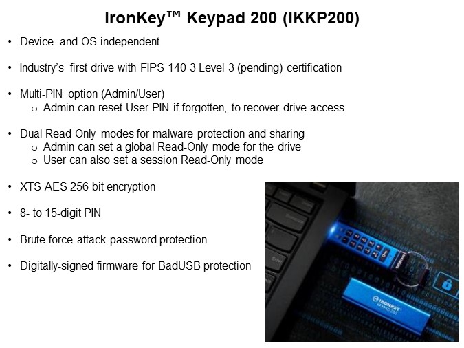 Image of Kingston Technology IronKey Encrypted USB and External SSD Solutions - Keypad 200