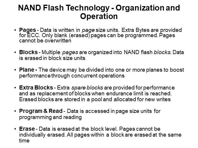 NAND Flash Technology - Organization and Operation