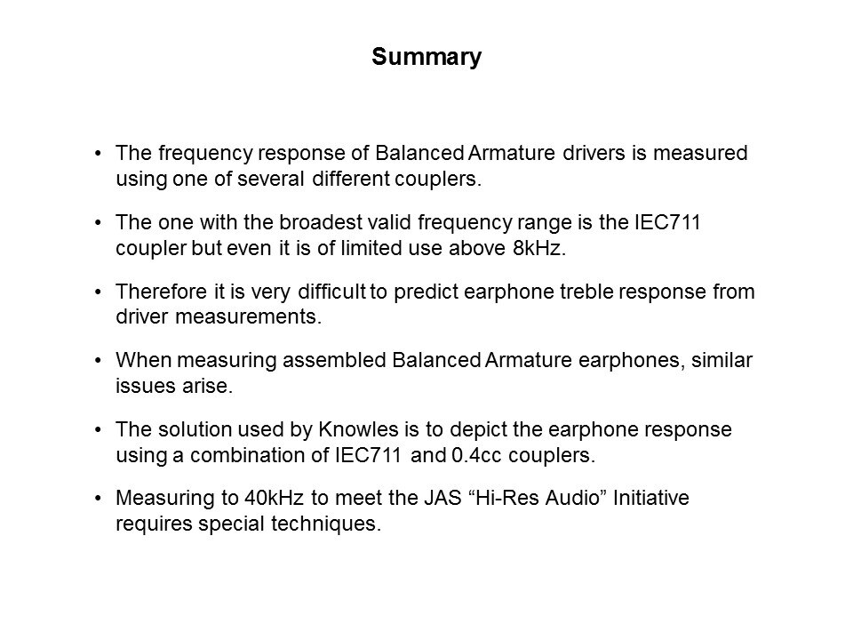 Measuring the Frequency Response of Balanced Armature Drivers and Earphones Slide 12