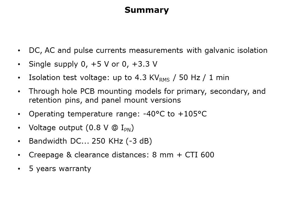 HO Series of Mid Range Current Transducers Slide 18