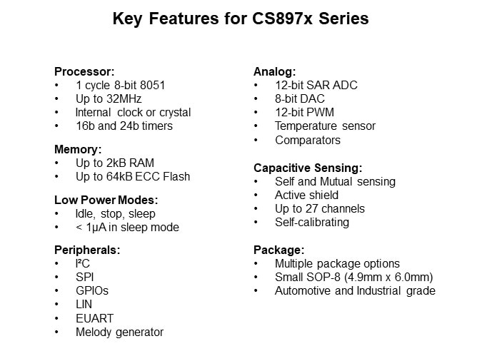 Image of Lumissil CS897x Line of 8-bit Microcontrollers - Key Features