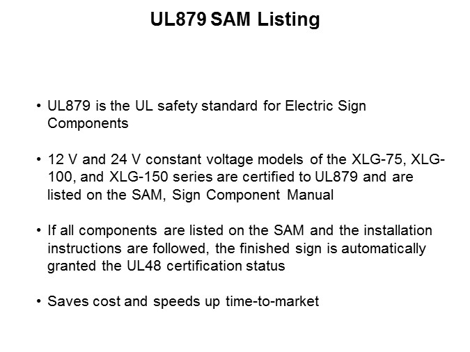 UL879 SAM Listing