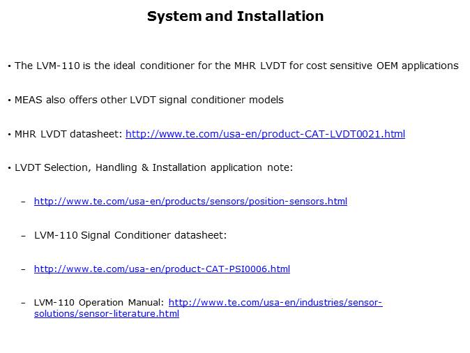 MHR Series LVDT and LVM-110 OEM Signal Conditioner Slide 7