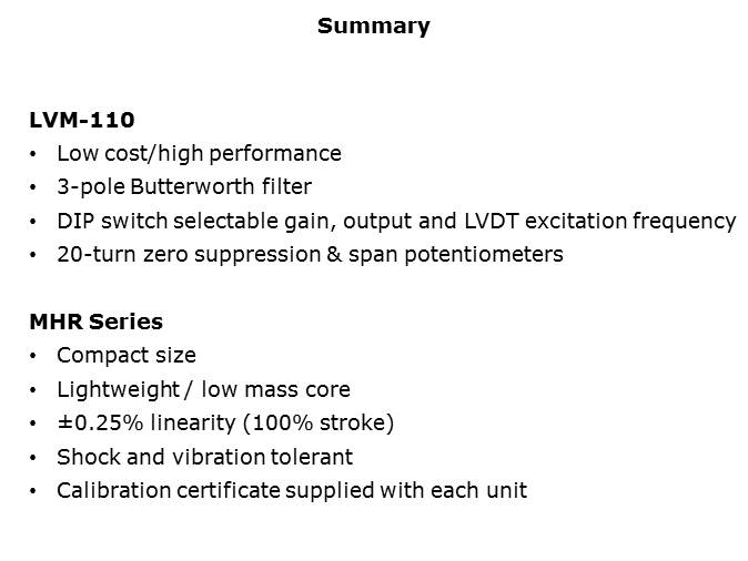 MHR Series LVDT and LVM-110 OEM Signal Conditioner Slide 8