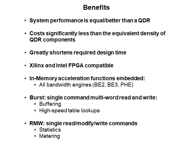 Image of MoSys Accelerator Bandwidth Engine: High Performance/High Bandwidth - Benefits