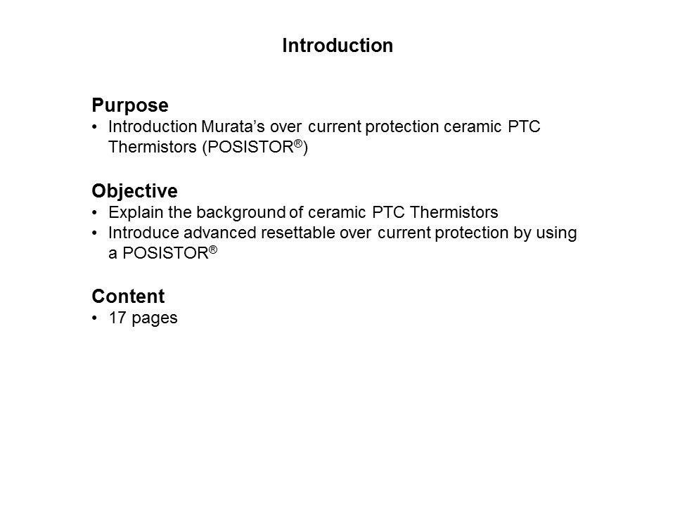 PTC Overcurrent POSISTOR Slide 1