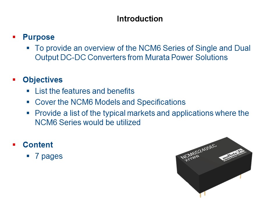 NCM6 Series of Single/Dual Output DC-DC Converters Slide 1