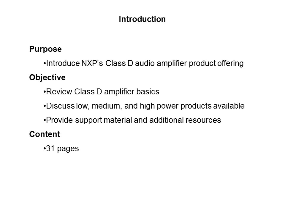 Class D Audio Amplifiers Slide 1