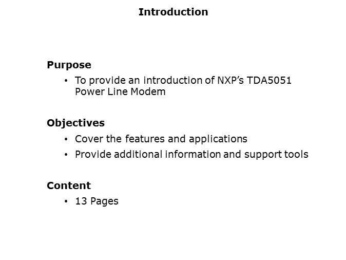 TDA5051 Power Line Modem Overview Slide 1