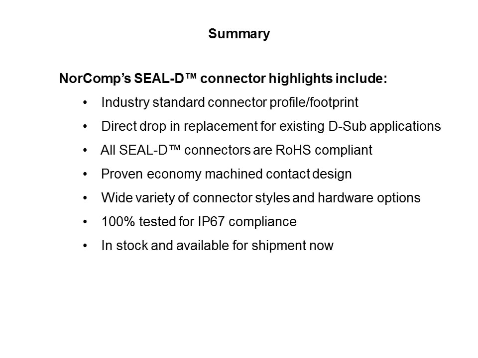 SEAL-D IP67 Connectors Slide 10