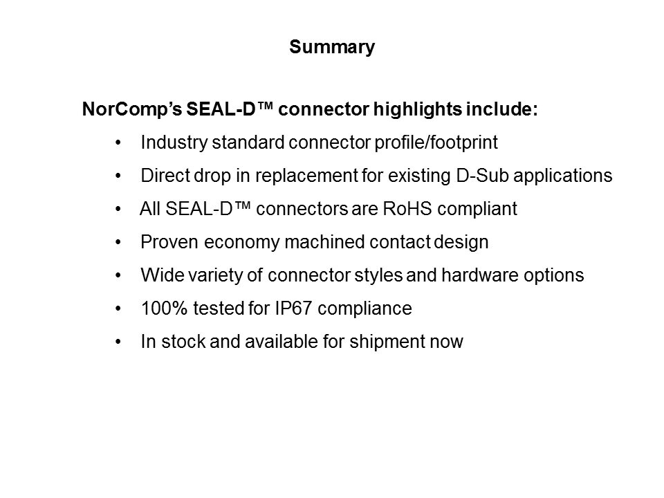 SEAL-D IP67 Connectors Slide 10