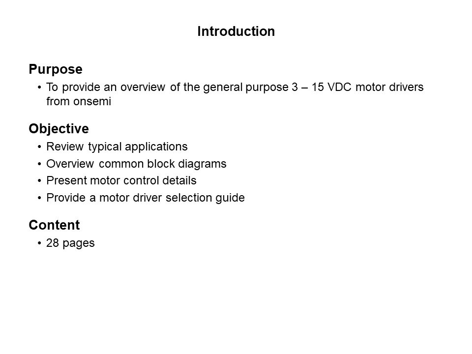 General Purpose Motor Drivers in 3-15 Volt Range Slide 1
