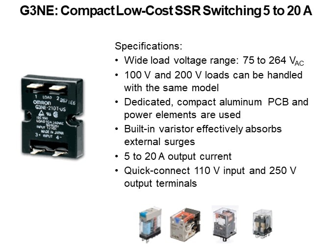 G3NE: Compact Low-Cost SSR Switching 5 to 20 A