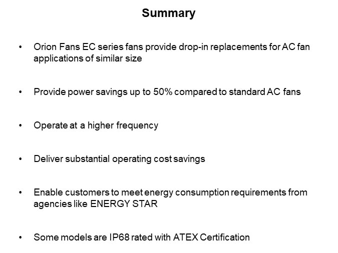 Image of Orion Fans Electronically Commutated (EC) Fans - Slide8