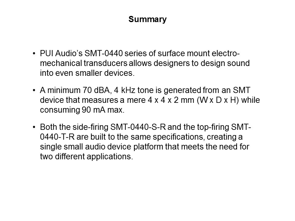 SMT-0440 Series Surface Mount Transducers Slide 8