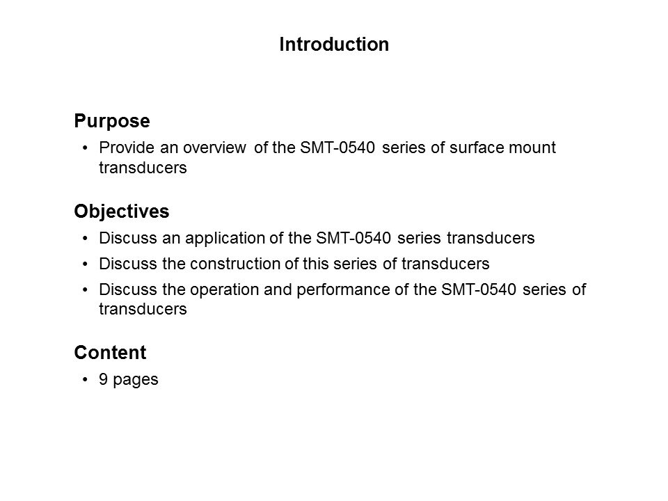 SMT-0540 Series Surface Mount Transducers Slide 1