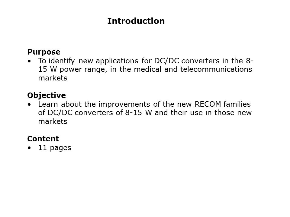 8-15 Watts DC/DC Converters Slide 1