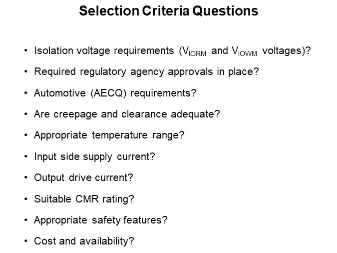 Selection Critera Questions