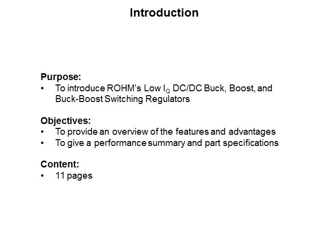 Image of ROHM Semiconductor Low IQ DC/DC Converters - Slide1