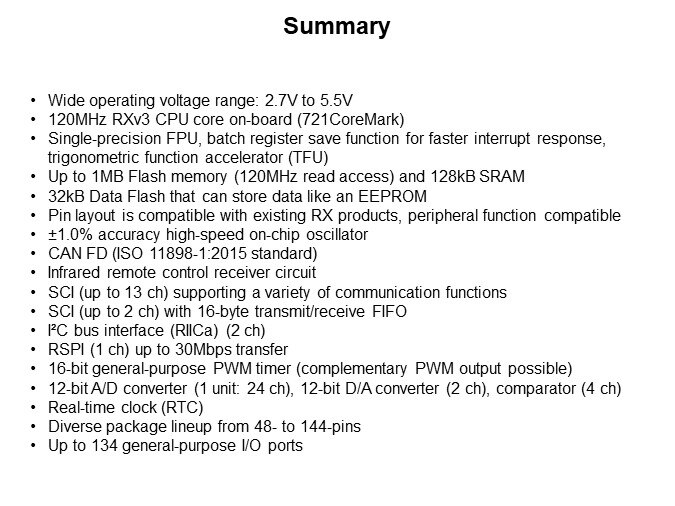 Image of Renesas Introduction to the RX660 5V GP Microcontroller - Summary