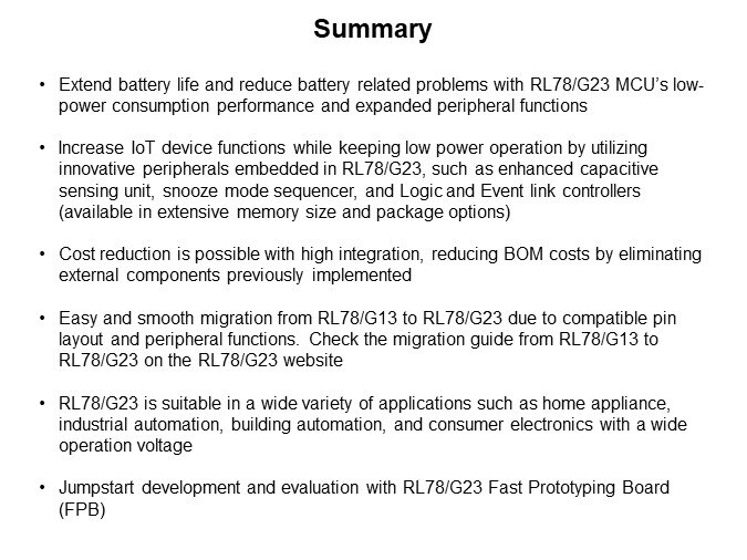 Image of Renesas RL78/G23 Low-Power Microcontrollers - Summary