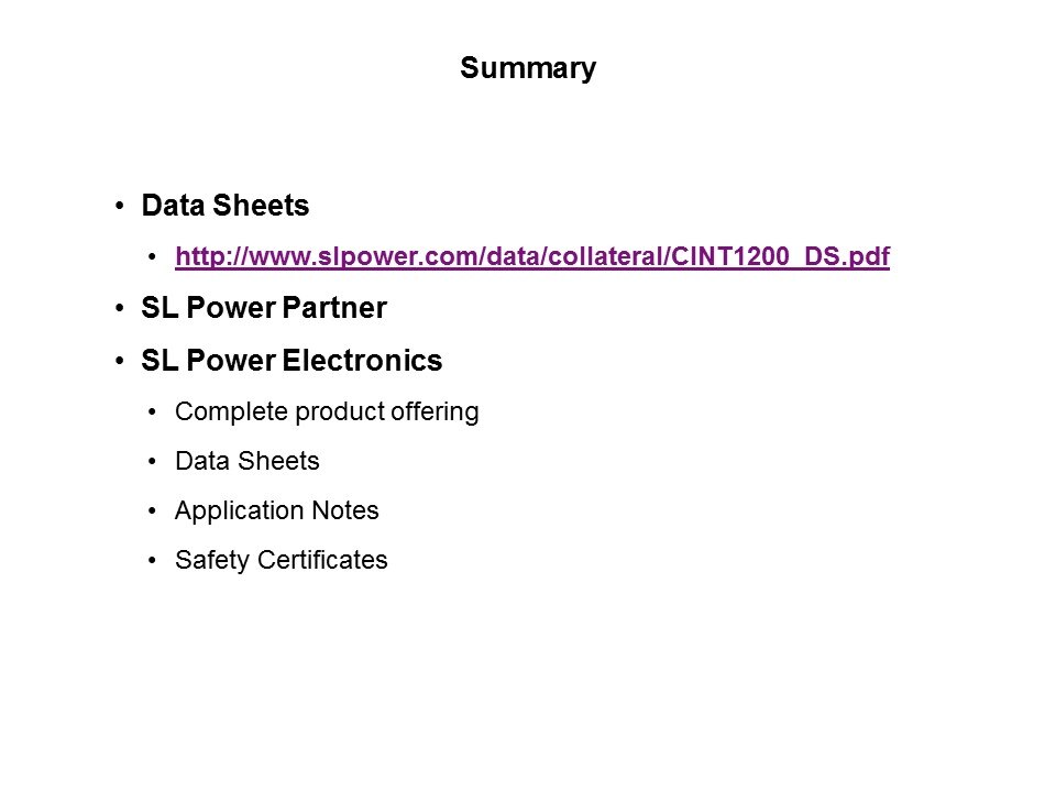 CINT1200 AC/DC Power Supplies Slide 7