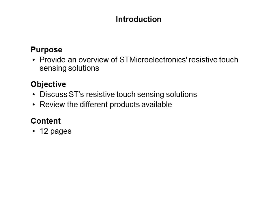 Resistive Touch Sensing Solutions Slide 1