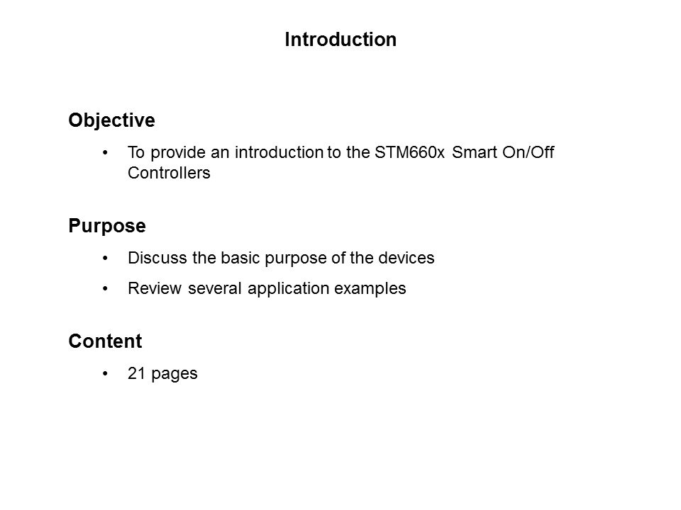 STM660x Smart On-Off Controller Slide 1