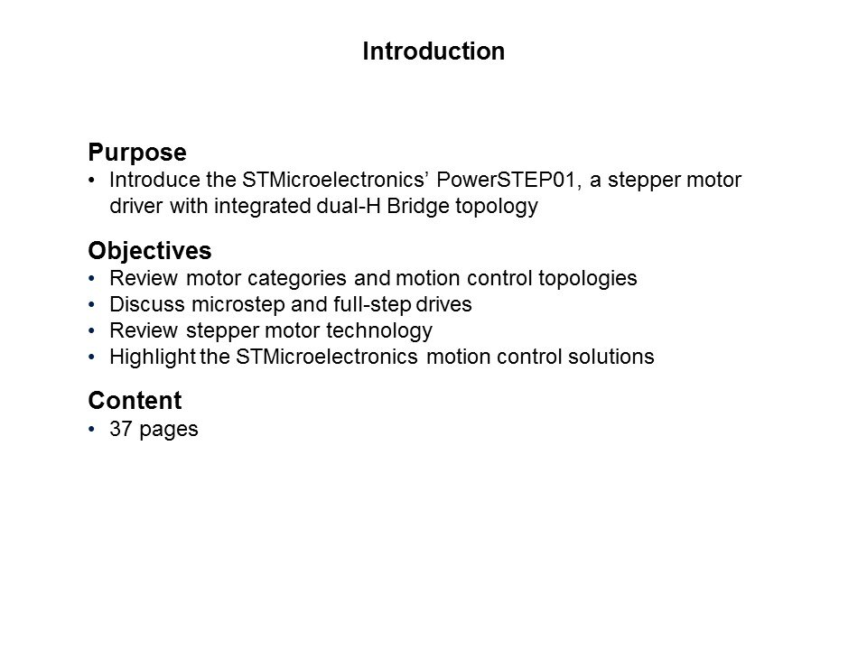 Solutions for Motion Control PowerSTEP01 Pt 1 of 2 Slide 1