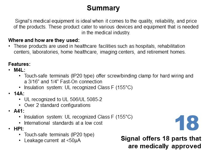 Image of Signal Transformers Medical Safety Transformers for Power Isolation - Summary