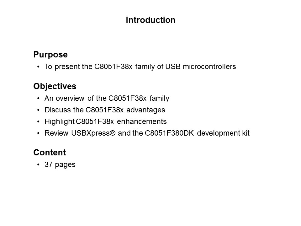 C8051F38x USB MCU Slide 1