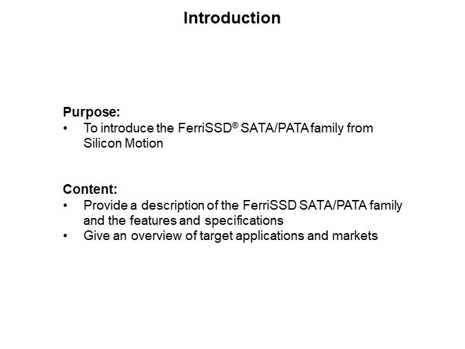 Image of Silicon Motion FerriSSD® SATA/PATA Family - Introduction