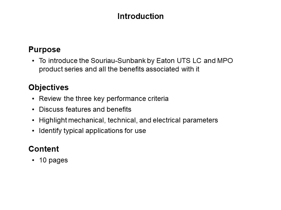 UTS LC and MPO Series of Connectors Slide 1