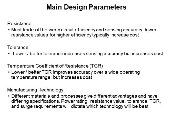 Main Design Parameters