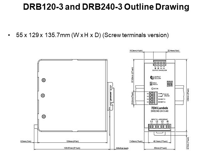 DRB120-3 and DRB240-3 Outline Drawing