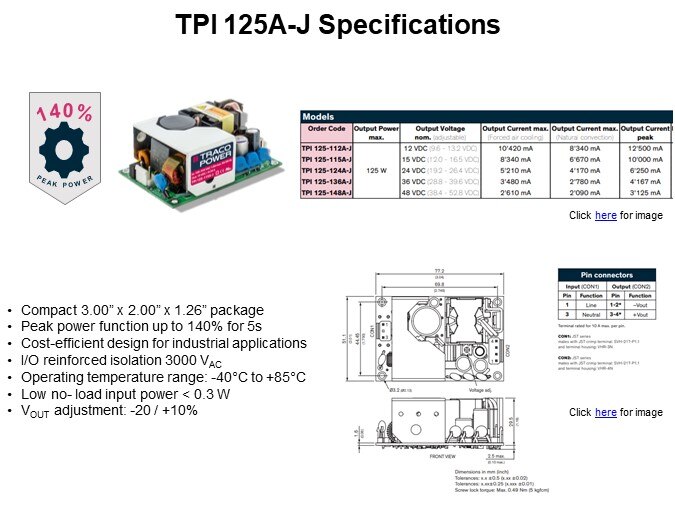 TPI 125A-J Specifications