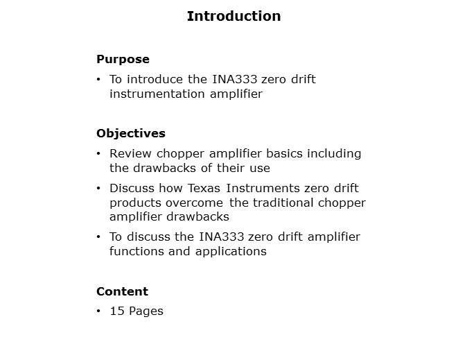INA333 Zero Drift Instrumentation Amplifier Slide 1