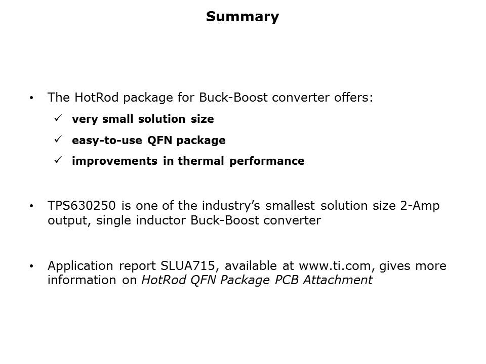 Buck-Boost Converter in Hot-Rod Package Slide 10