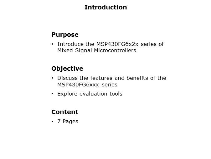 MSP430FG6x2x Series of Mixed Signal Microcontrollers Slide 1